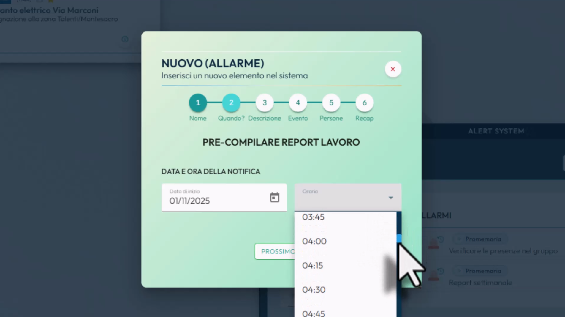 Alert system - Crea un allarme